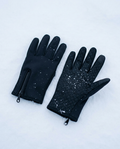 Coldstart touchscreen driving gloves on snow, palm and back shown